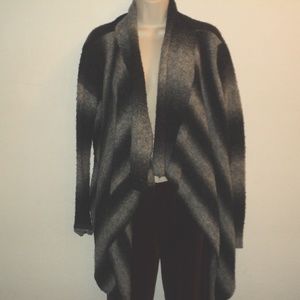 Cache Sz S Gray Stripe Asymmetrical Hem Open Front